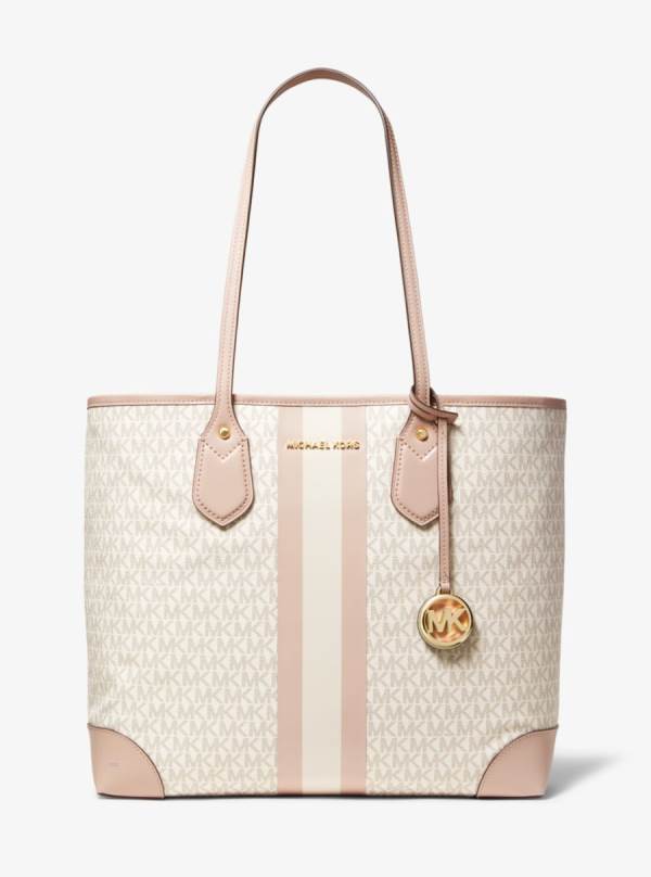 Damske Prenosná Taška Michael Kors Eva Large Logo Stripe Ruzove - Kabelky Michael Kors Vypredaj | UTCIY-5862